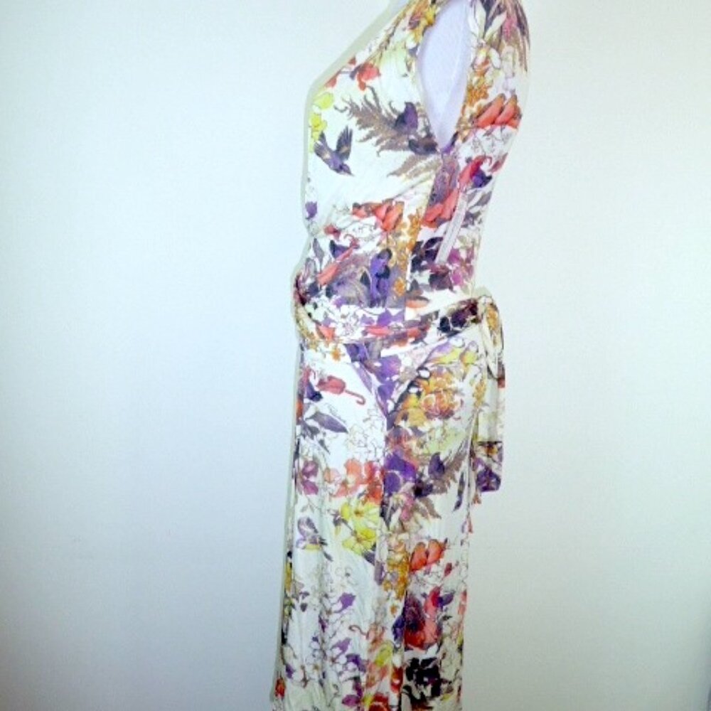 Roberto Cavalli Vibrant Floral Midi Dress - Purple, Yellow, Orange - Picture 9 of 10